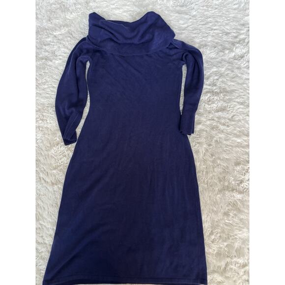 Connected apparel women's sz. M blue/purple knit turtleneck sweaterdress. Pretty - Picture 1 of 9